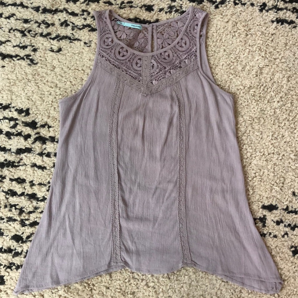 Light purple boho lace detail tank